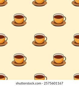 Coffee, tea seamless pattern. Coffee, tea illustration. Coffee, tea background. Perfect for fabric, textile, wallpaper, decor, illustration, print, packaging of products. SSTKbackgrounds