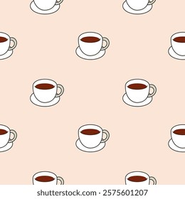 Coffee, tea seamless pattern. Coffee, tea illustration. Coffee, tea background. Perfect for fabric, textile, wallpaper, decor, illustration, print, packaging of products. SSTKbackgrounds
