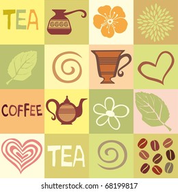 Coffee & Tea Seamless Repeat Pattern Vector Illustration