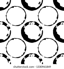 Coffee or tea stains seamless pattern. Splashes of cups and mugs background