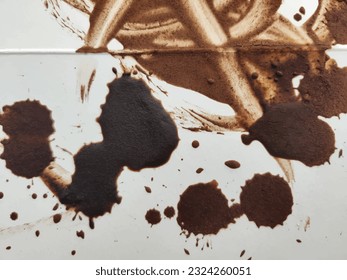 Coffee Tea Structure. Rustic Dye Pattern. White Sheet Spatter. Natural Dirty Coffee Texture. Brown Coffee Grunge. Grain Worn Banner. White Coffee Stain. Dirty Dot Mark Background. Dirty Spot Surface.