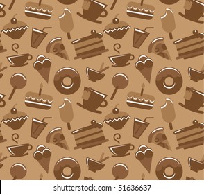 Coffee, tea, sweet food seamless texture background