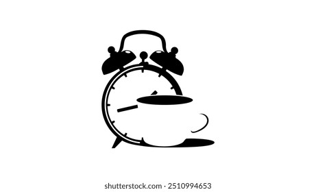 coffee or tea time, black isolated silhouette