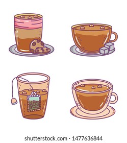 coffee and tea time sketch flat design