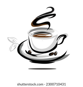Kaffeetee-Vektorgrafik. schwarze Vektorkunst