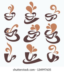 coffee and tea, vector cups collection