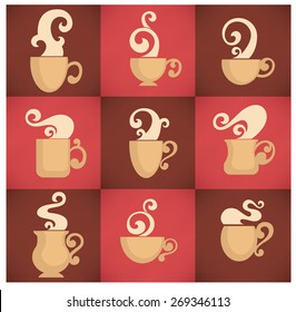 coffee and tea, vector cups collection