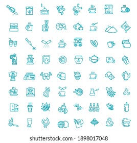Coffee and tea vector icons set. Thin line design