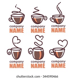 coffee and tea, vector linear logo collection