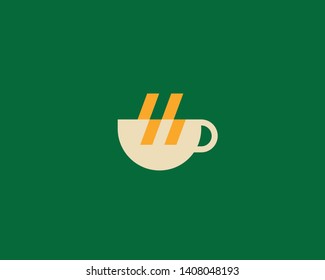 Coffee tea vector symbol logo. Cup energy drink icon logotype.