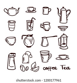 coffee and tea vintage etiquette vector set