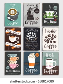 Coffee and tea vintage poster. Vector Illustration