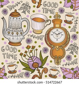 Coffee. Tea. Vintage seamless. Menu