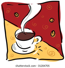 coffee teacup cocoa espresso brown chocolate coffee bean steam food cafe object caffeine morning dawn wheel cup cappuccino painting graphic graphical visual detailed caricature comic daybreak image dr
