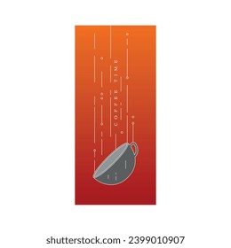 coffee, teacup on gradient background. coffee cup falling down. coffee time
