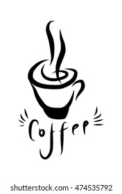 coffee teacup vector cartoon illustration white nails fingers coffee isolated black background scene food drawn sign daybreak blazing dawn mug nurture letterhead graphic index marker draw shining stic