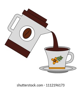 coffee teapot with cup isolated icon