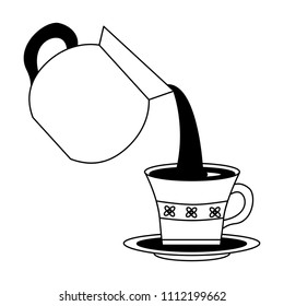 coffee teapot with cup isolated icon