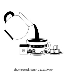 coffee teapot with cup isolated icon