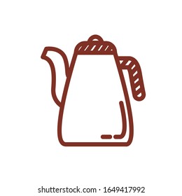 coffee in teapot drink line style icon vector illustration design