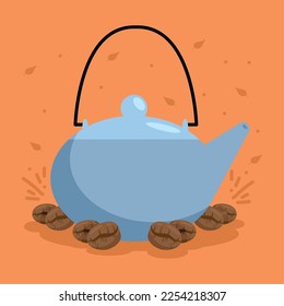 coffee teapot with seeds icon