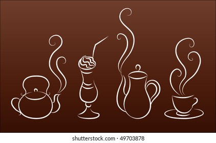 coffee and teapots vector icons
