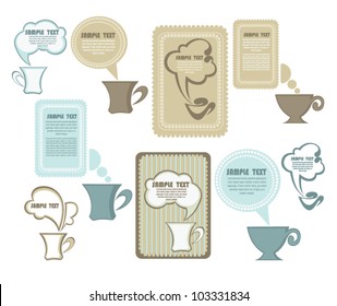 coffee and tea,vintage cups, vector collection of frames for your messages