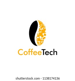 coffee tech logo template.  a creative concept that combines coffee and digital technology