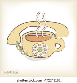 coffee telephone, vector illustration