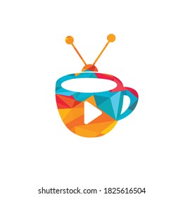 Coffee television vector logo design. Coffee mug and television icon logo concept.