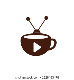 Coffee television vector logo design. Coffee mug and television icon logo concept.	