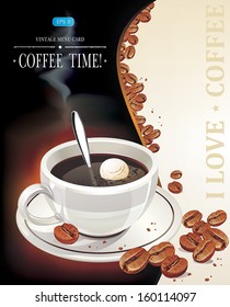 Coffee template for advertising. Vector illustration