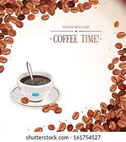 Coffee template for advertising. Vector illustration