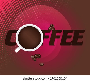 coffee text cup, beans concept creative graphic vector design