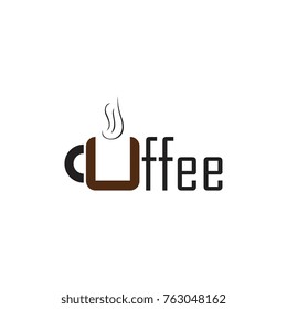 COffee text with cup logo design vector