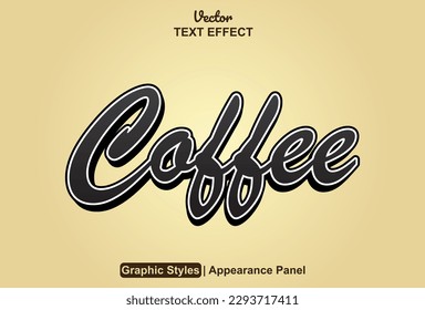 coffee text effect with black graphic style and editable.