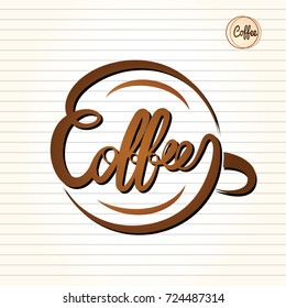 coffee text hand drawn line sketch doodle design ,vector illustration