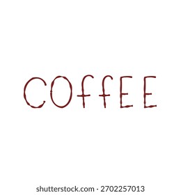 Texto de café em estilo desenhado à mão, letras vetoriais, arte de palavras minimalista, tipografia simples relacionada com alimentos para menu ou design de loja