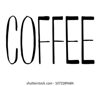 Coffee text. Illustration for a coffee house, cafe, coffee shop. Vector object