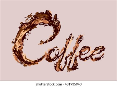 Coffee text made of coffee splash vector design element