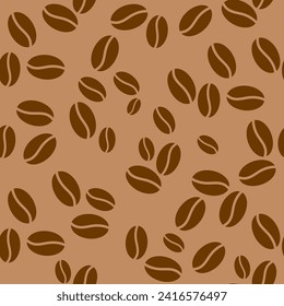 Coffee. Coffee theme. Desserts. Vector seamless illustration with  coffee beans. Hot invigorating drink. Eps 10
