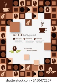 Coffee theme illustration vector design template. Background for flyer, coupon, card, voucher