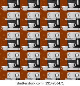Coffee theme seamless patterns. For decoration, print, wrapping paper or advertising. 
