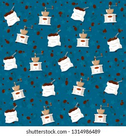 Coffee theme seamless patterns. For decoration, print, wrapping paper or advertising. 
