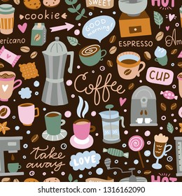 Coffee Seamless Pattern Vector Background Sweet Stock Vector (Royalty ...