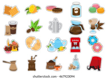 Coffee theme set of icons. Drinks and food.