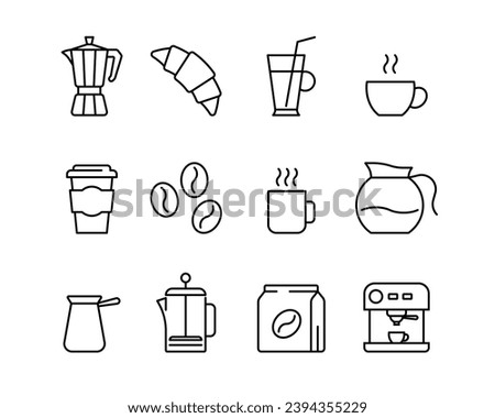 Coffee theme set line icons