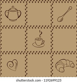 Coffee theme vintage seamless pattern