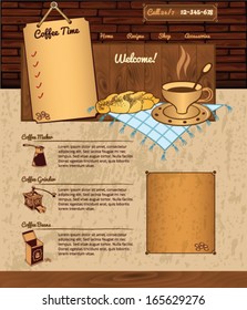 Coffee theme for web site on grunge background