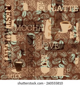 Coffee Themed Seamless Background